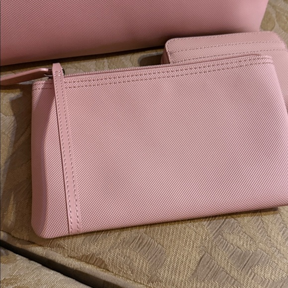 LACOSTE Large L.12.12 Concept Tote Bag, small wallet and wristlet bundle Pink - Picture 7 of 16